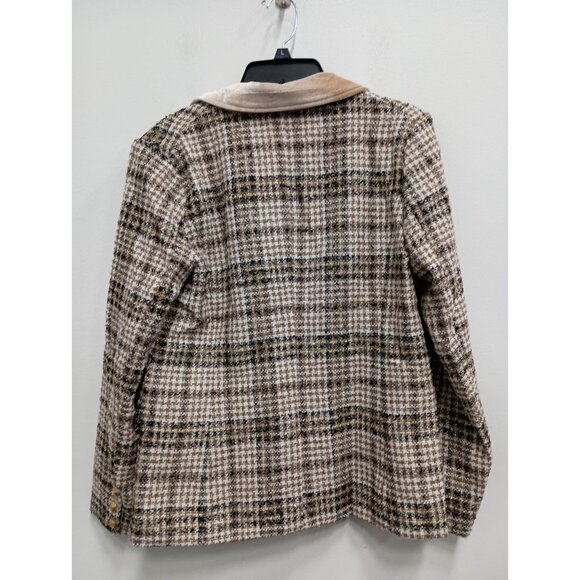 Mystree Blazer Jacket Womens Medium Plaid Tweed Shimmer Double Breasted Office - Picture 12 of 12